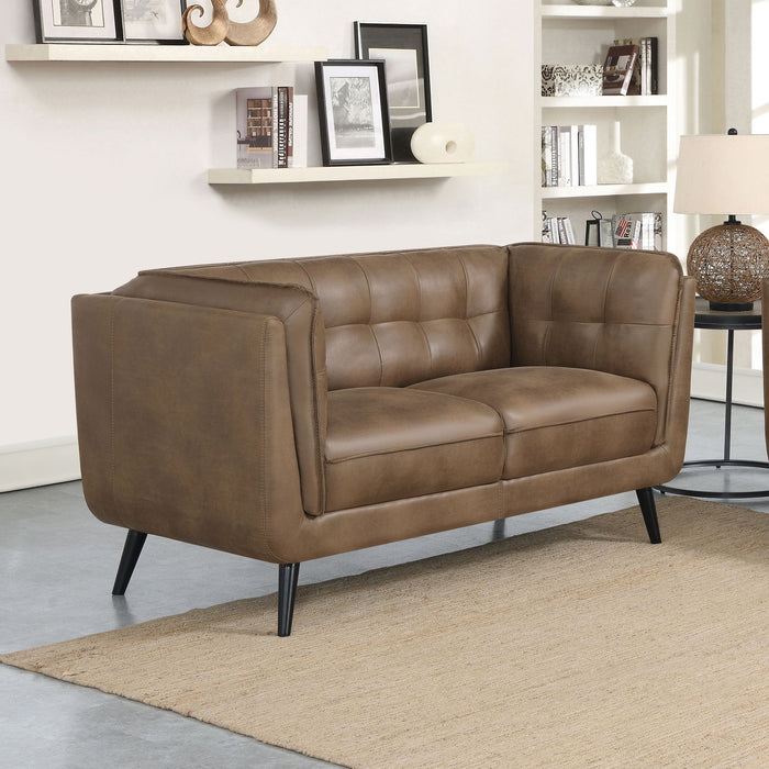 Maximillion - Tuxedo Arms Loveseat - Brown