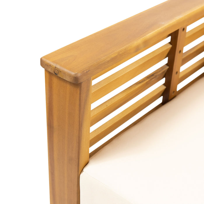 Acacia Wood Loveseat And Coffee Table Set With Cushions