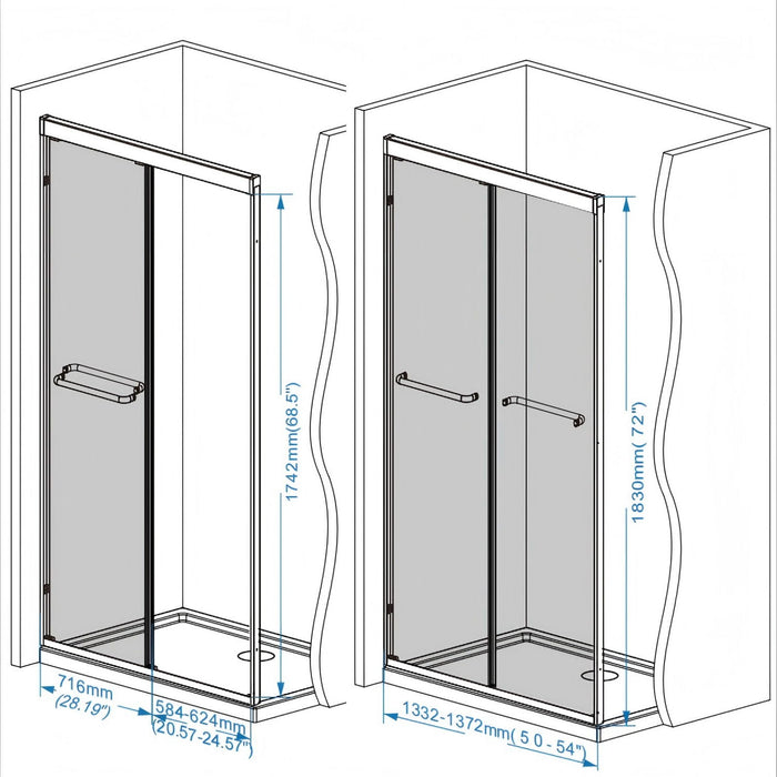 Double Sliding Shower Door With Explosion Proof Film