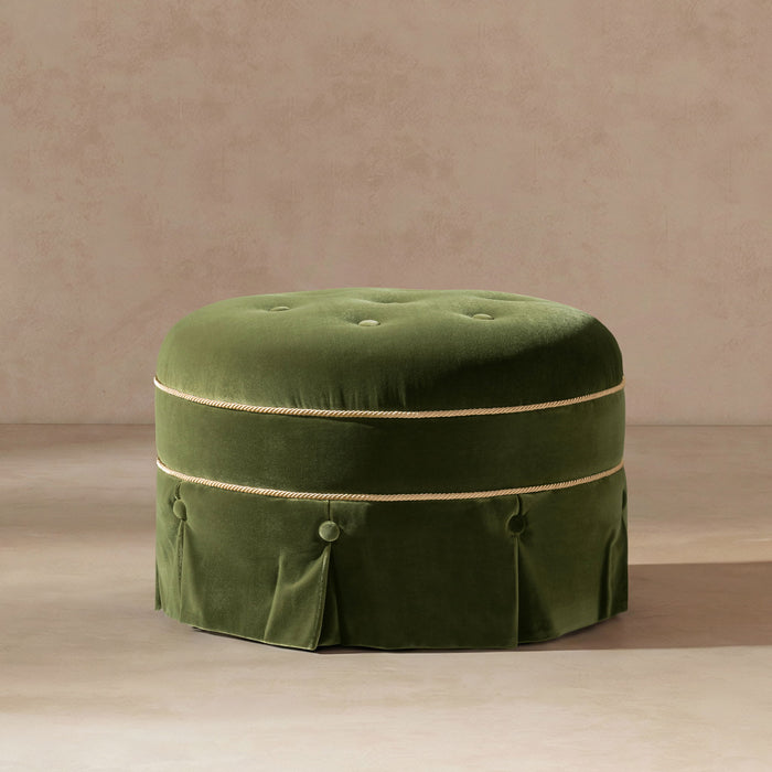 Maribel - Round Accent Ottoman - Olive Green