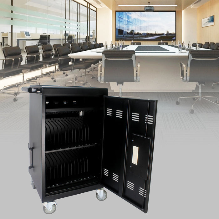 Mobile Charging Cart And Cabinet For Tablets Laptops 30 Device With Combination Lock