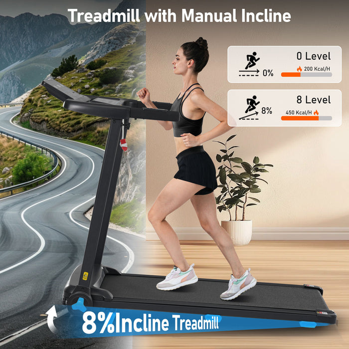 Folding Treadmills For Home Small, 3.0Hp Portable, 10Mph Walking Pad With Incline, Bluetooth, Heart Rate Sensors, Charge Station - Black