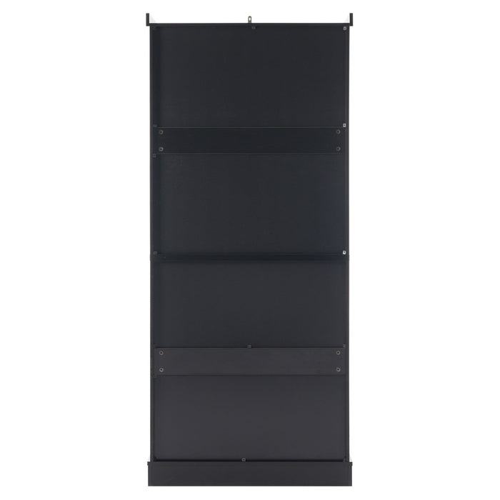 Freestanding Tall Bathroom Cabinet With Adjustable Shelves, Drawers, Soft Close Glass Doors