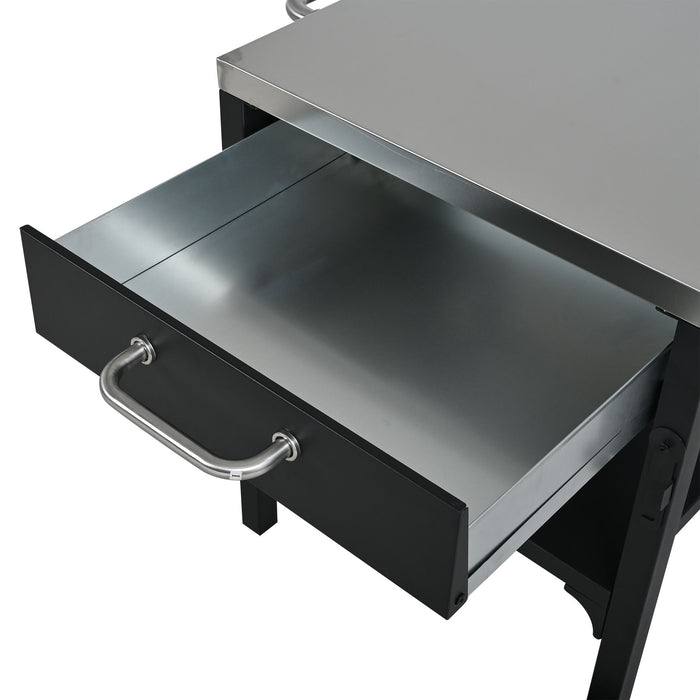 Foldable Outdoor Kitchen Cart With Storage For Patio