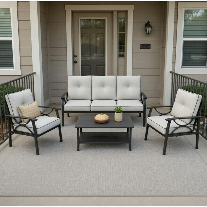Patio Furniture Set With Coffee Table And Cushions For Backyard