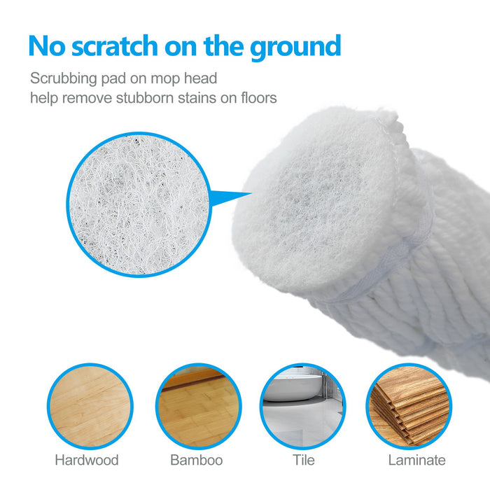 Ultra Fine Fiber Twist Mop With 57.5 Inch Long Handle For Dry And Wet Floor Cleaning - Red