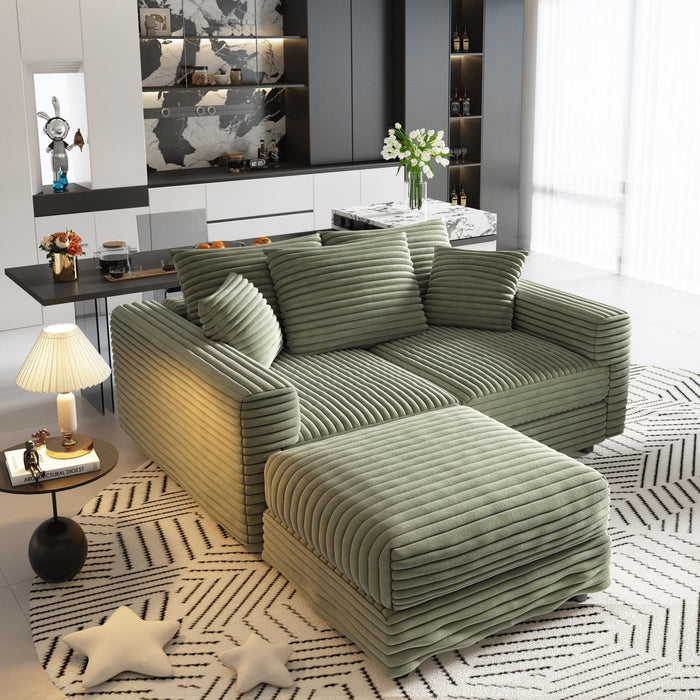 Convertible Deep Seat Sofa With Soft Pillows And Ottomans