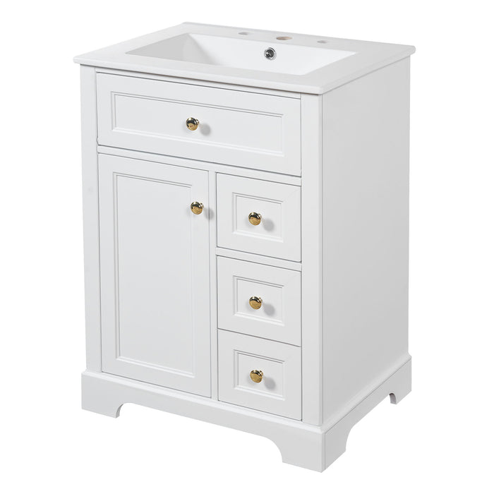 Modern Bathroom Vanity With Sink, 3 Drawers & Cabinet With 2 Tier Door Storage