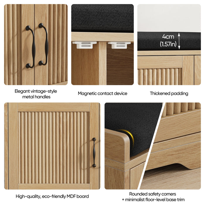 Entryway Shoe Bench With Double Doors