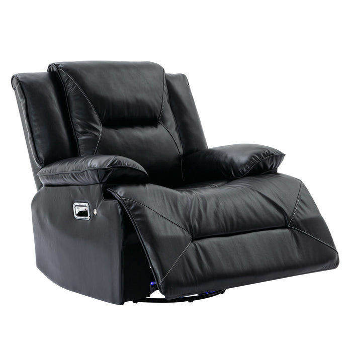 360° Swivel And Rocking Home Theater Recliner Manual Recliner Chair With A LED Light Strip For Living Room