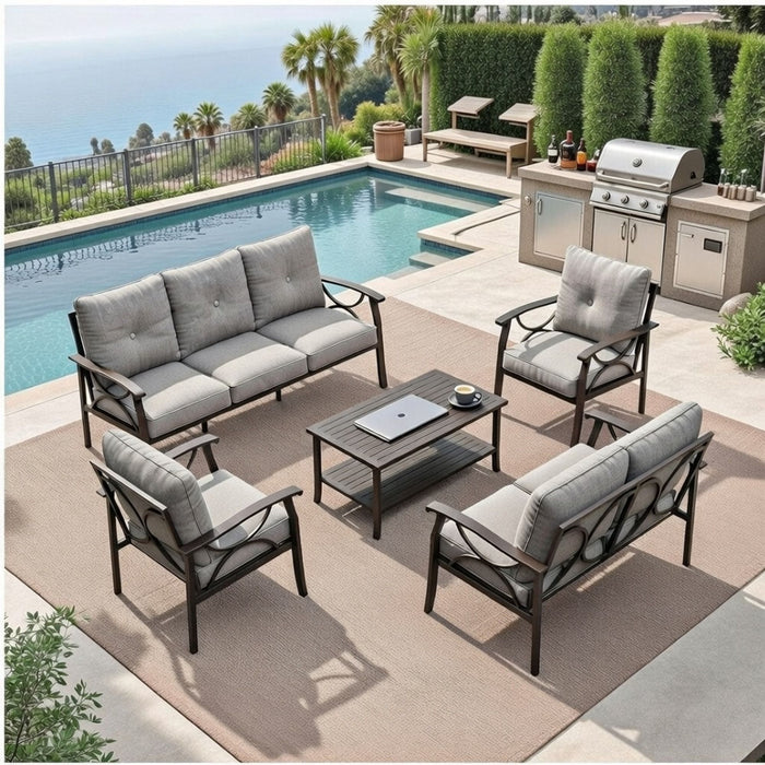 Patio Furniture Set With Coffee Table And Cushions For Backyard
