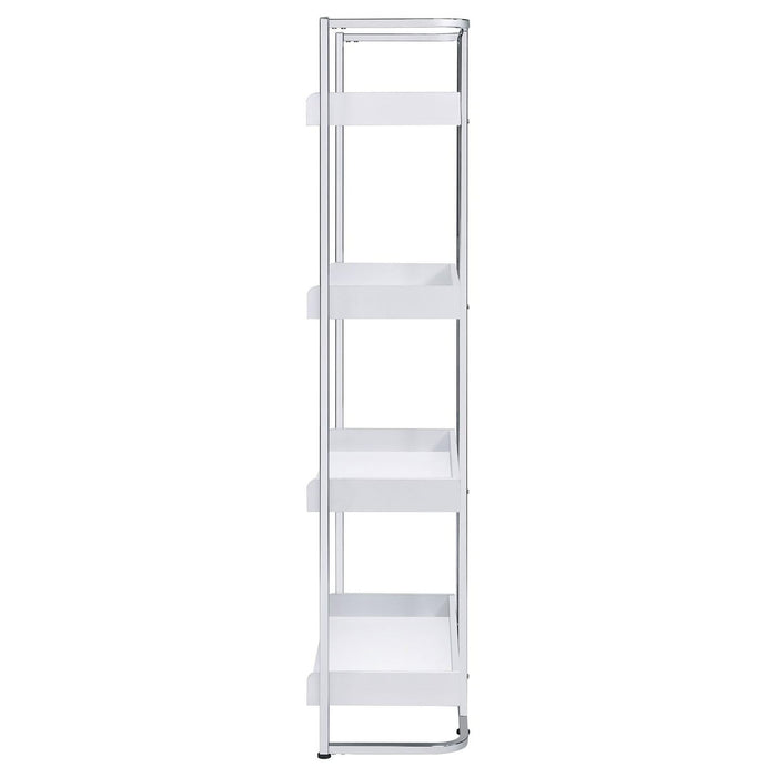 4 Shelf Open Back Bookcase With Accents - White