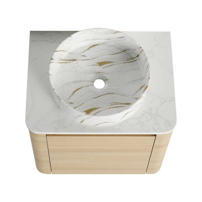 Mounted Bathroom Vanity & Art Sink, Soft Close Door