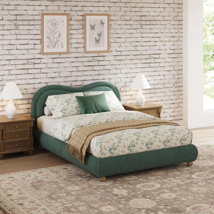Upholstered Platform Bed Frame With Curved Headboard