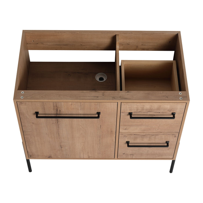 35" Freestanding Bathroom Vanity With Soft Close Doors And 2 Drawers (Vanity Only) - Imitative Oak
