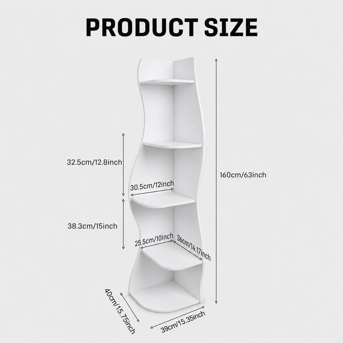 5 Tier S - Shaped Corner Shelf For Living Room