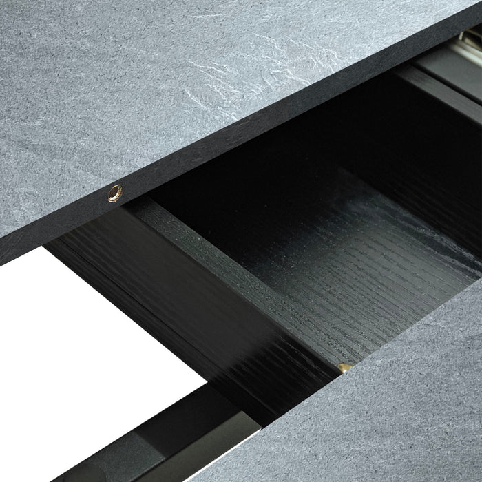 Retro Rectangular Stretch Dining Table With Embossed Center Plate