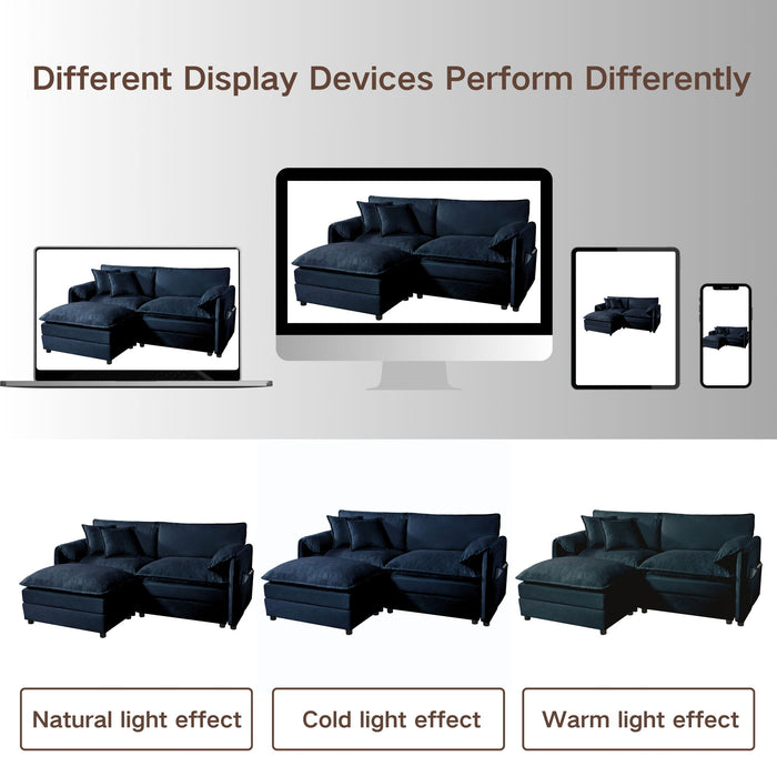 Oversized Chair With Movable Ottoman, Soft Upholstered Lounge Chair