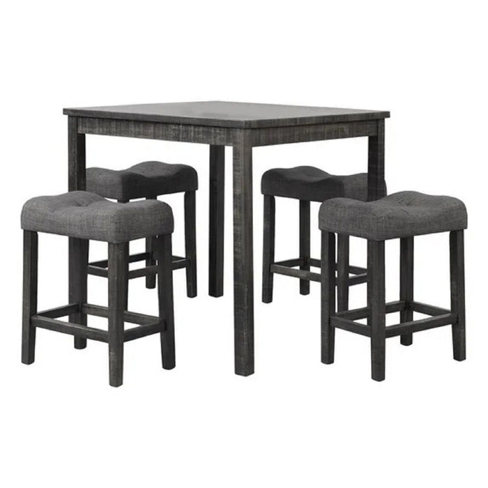 Transitional Counter Dining Set With 4 Tufted Stools