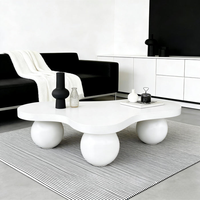 Cloud Shaped Coffee Table With 3 Ball Legs For Living Room