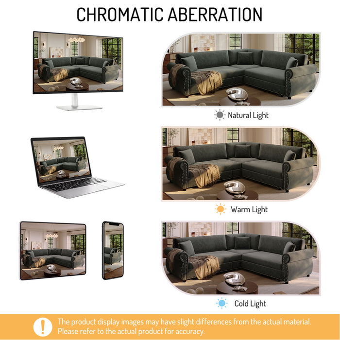 L-Shaped Sofa Couch With Pull-Out Bed
