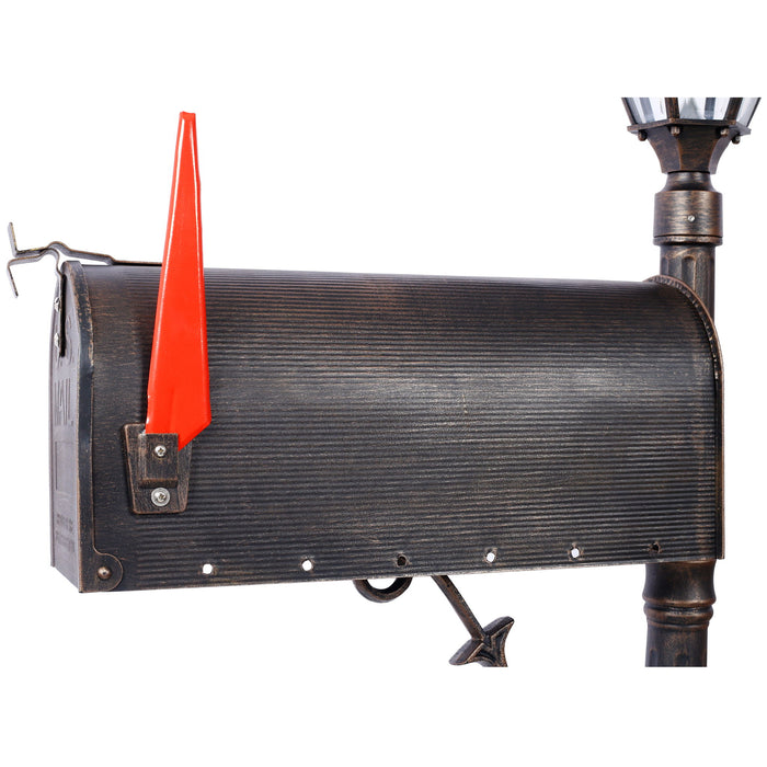 Stratford - Heavy Duty Cast Aluminum Mailbox With Post And Solar Light, Fluted Base, Decorative Modern Mailbox - Brown