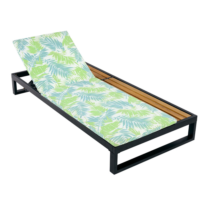 Chaise Lounge Set, 5 Position Adjustable, Flat Side Surface Storage