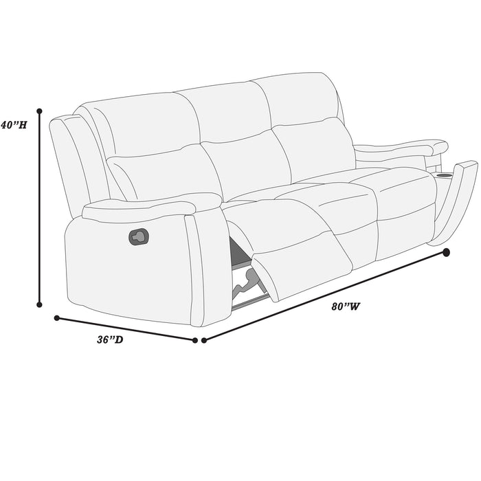 1 Piece Manual Motion Sofa Console Loveseat With Plush Back Cushion And Hidden Cup Holder - Walnut