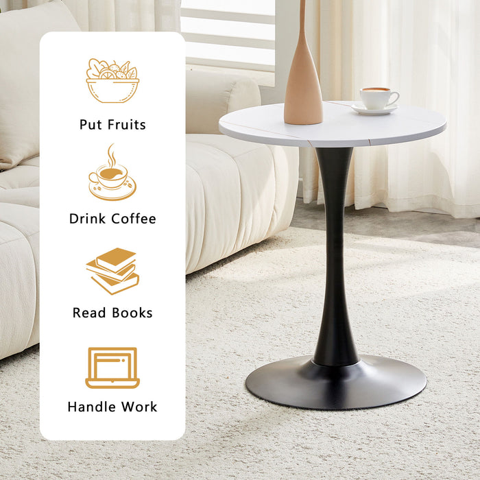 Round Dining Table With Thickened Engineered Wood Top And Metal Pedestal, 23.6" Diameter For Kitchen, Living Room, Small Spaces