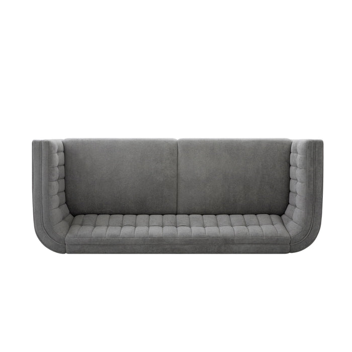 Modern 3 Seater Sofa, Upholstered Couch With Curved Armrests