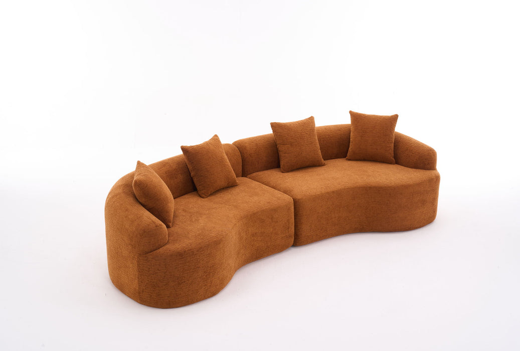 4 Seater Sofa With Chenille Fabric, 30D, 60 Hardness Full Sponge, 4 Pillow For Living Room, Home Furniture Sleeper Sectional Sofa For Apartment