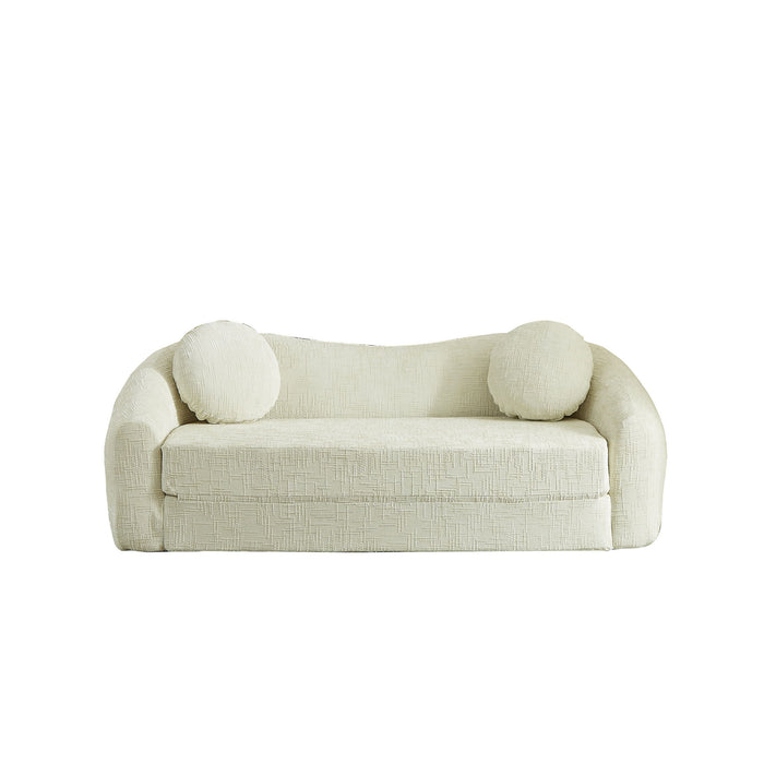 Curved Convertible Sofa, 2 In 1 Frameless Folding Sofa Bed With Pull Out Base And Deep Seat