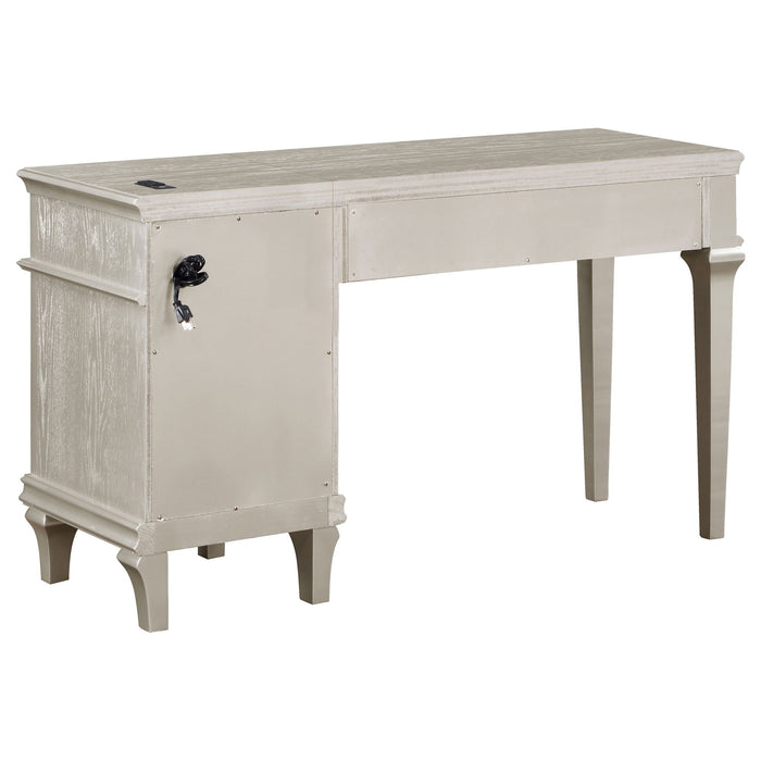 Colwood - 4 Drawer Vanity Desk With And Built In Charging - Silver Gray