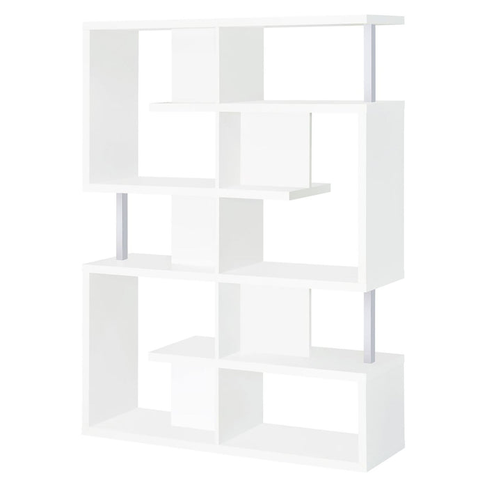 5 Tier Geometric Bookcase - White