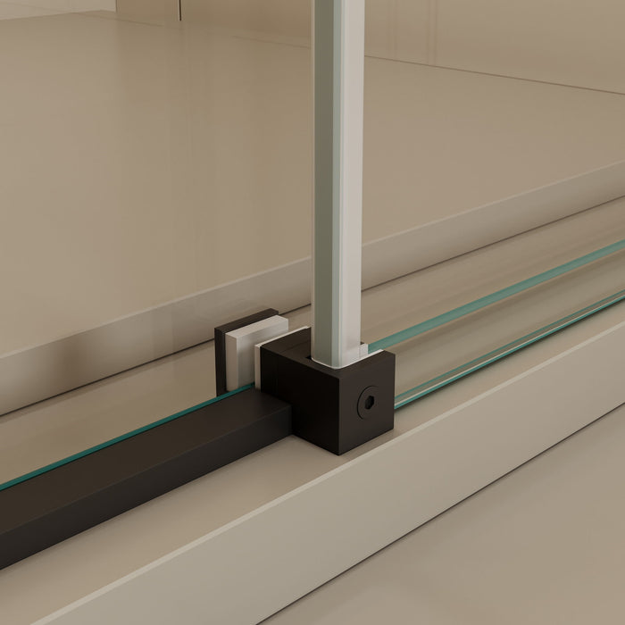 Semi-Frame Single Sliding Shower Door With Clear Tempered Glass