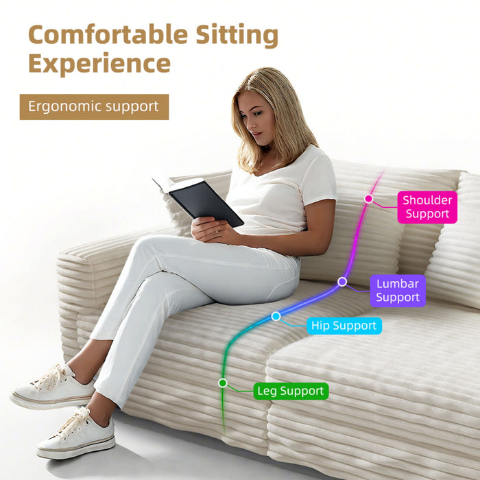 Deep Seat Convertible Sofa With Soft Pillows And Ottomans