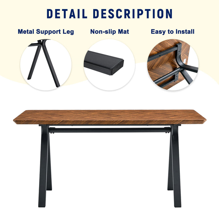 Herringbone Pattern Dining Table A Perfect Match For Modern Minimalist And Industrial Home Styles - Walnut