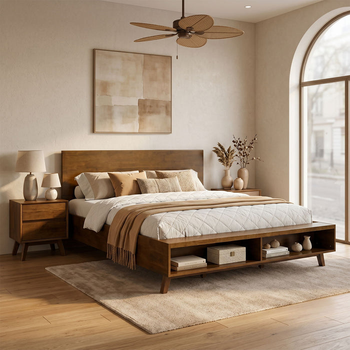 Platform Bed Frame With Footboard Storage