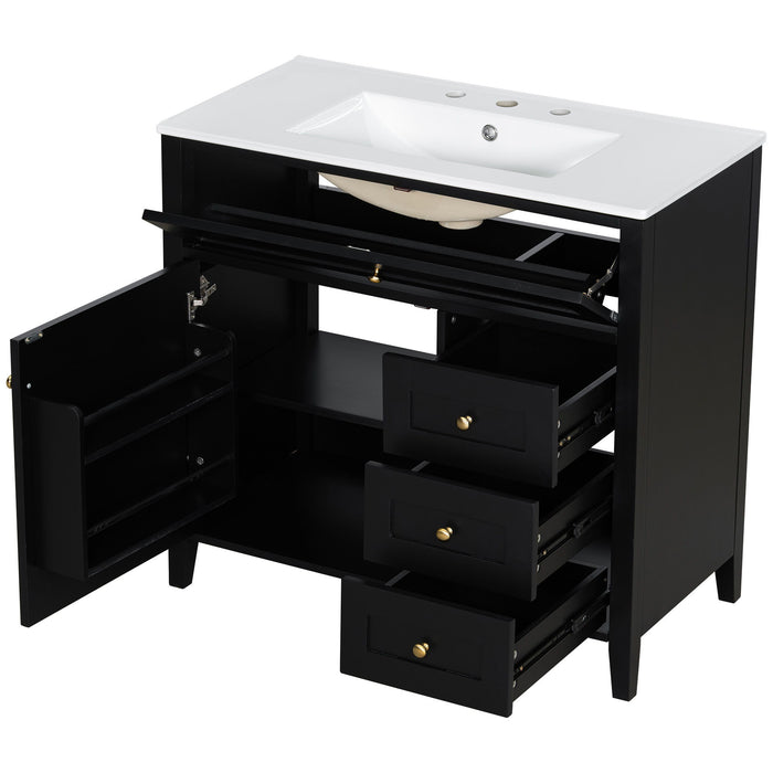 Bathroom Vanity With Sink, Cabinet With 3 Drawers And Adjustable Shelf
