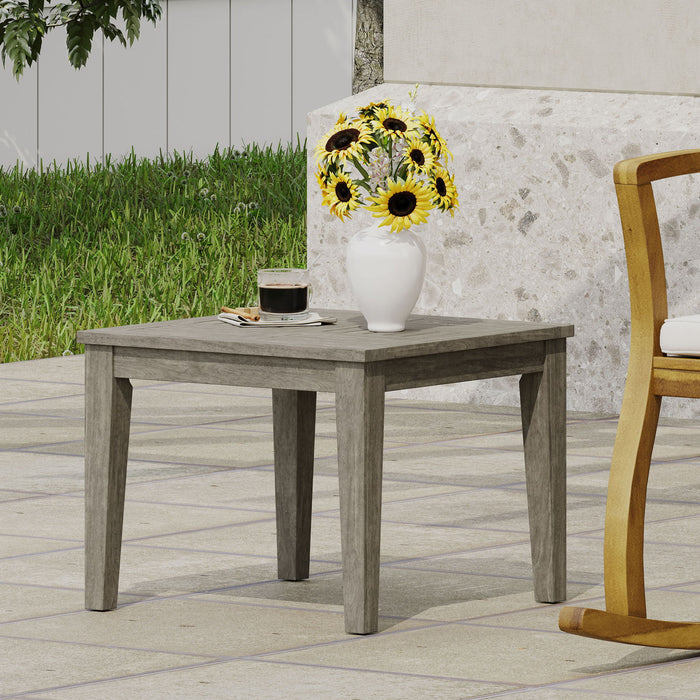 Dexterity - Outdoor Square Side Table With Wood Frame - Gray