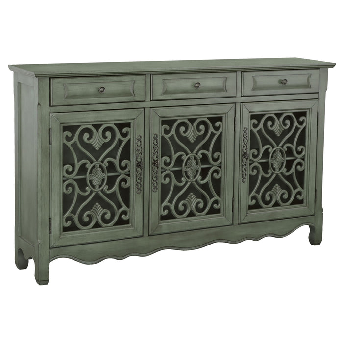 Naomi - 3 Drawer Scrollwork Accent Cabinet - Green