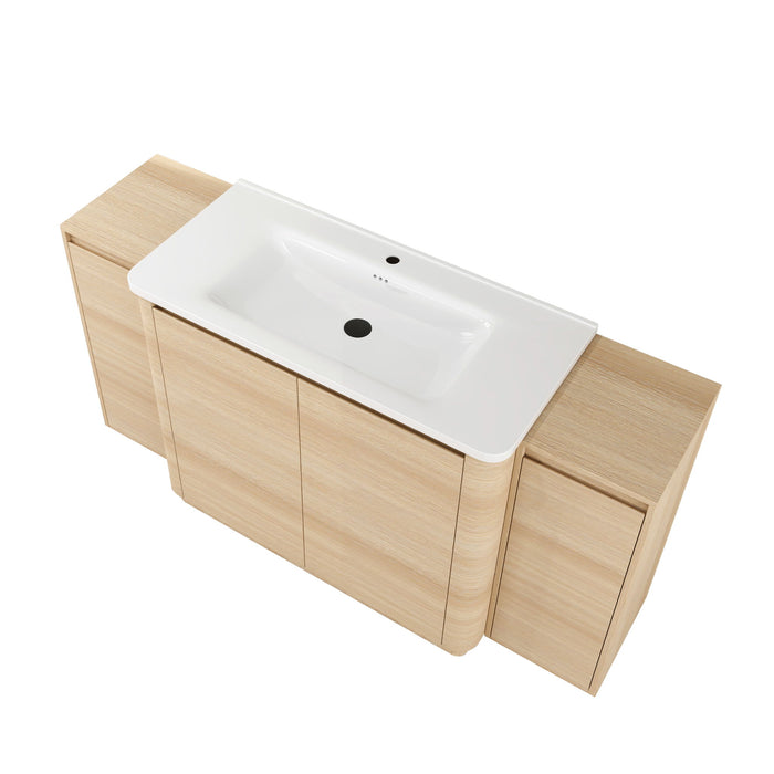 Freestanding Bathroom Vanity With Sink, 2 Small Storage Cabinets, Soft Close Doors