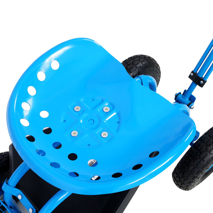 Rolling Garden Scooter Cart Seat With Wheels, 360 Swivel, Tool Tray