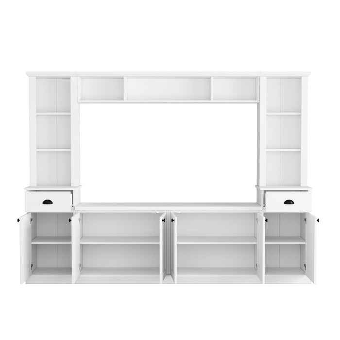Minimalist Entertainment Wall Unit Set With Bridge For TVs Up To 75"