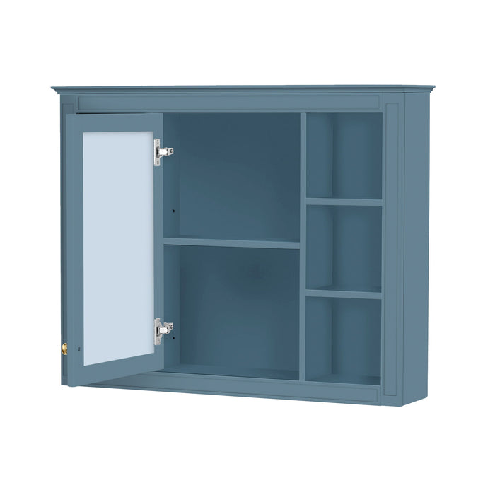 Wall Mounted Medicine Cabinet With Mirror, Storage Cabinet Featuring 6 Open Shelves And Adjustable Interior