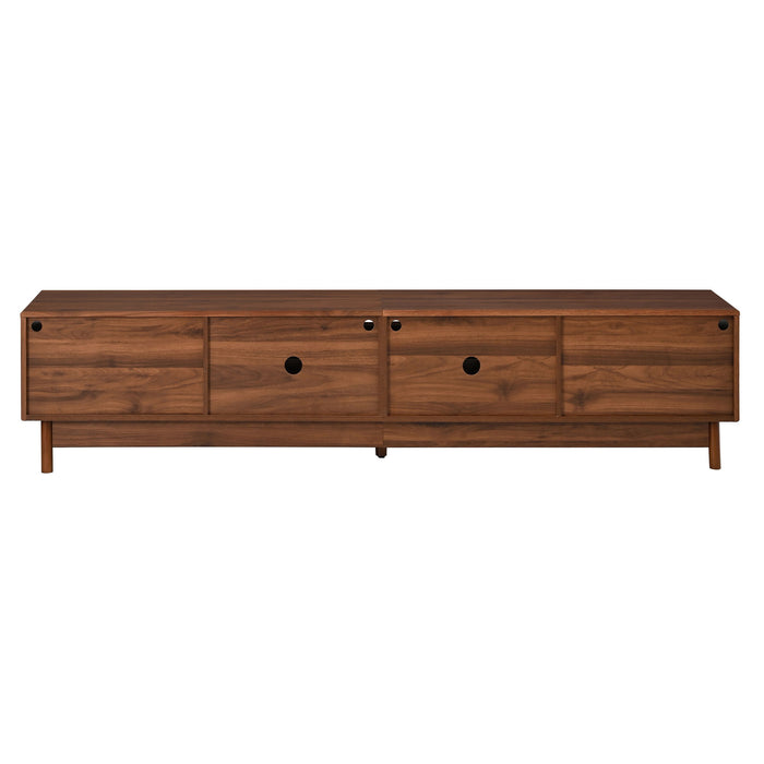 TV Stand With LED Lights And Glass Drawers For Living Room - Walnut