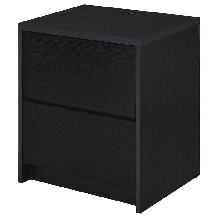 Transitional Nightstand With Dual USB Charging And Motion Sensor Light