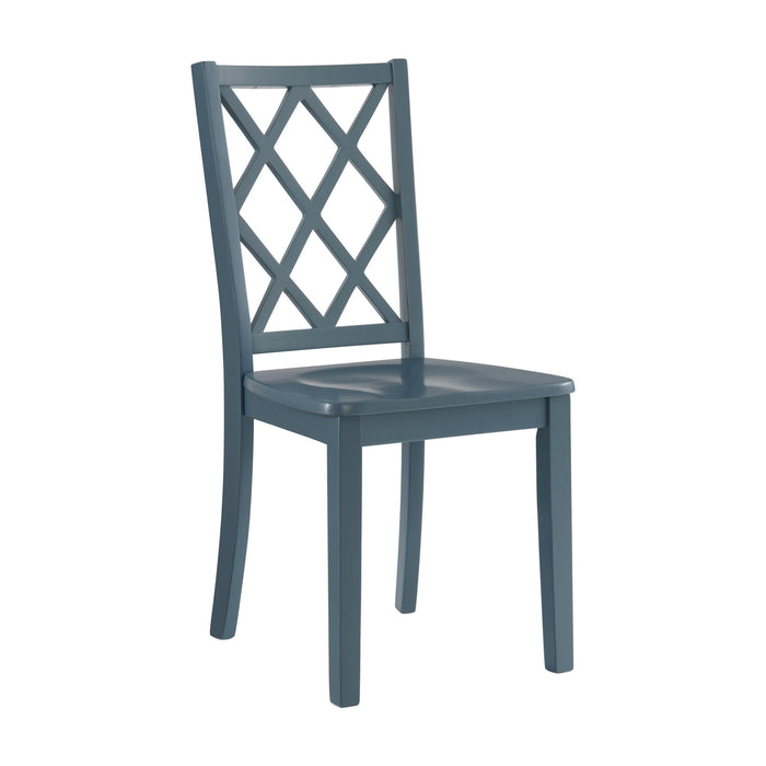 Whitmore - Dining Chair With Lattice Back And Painted Solid Wood - Crisp Navy