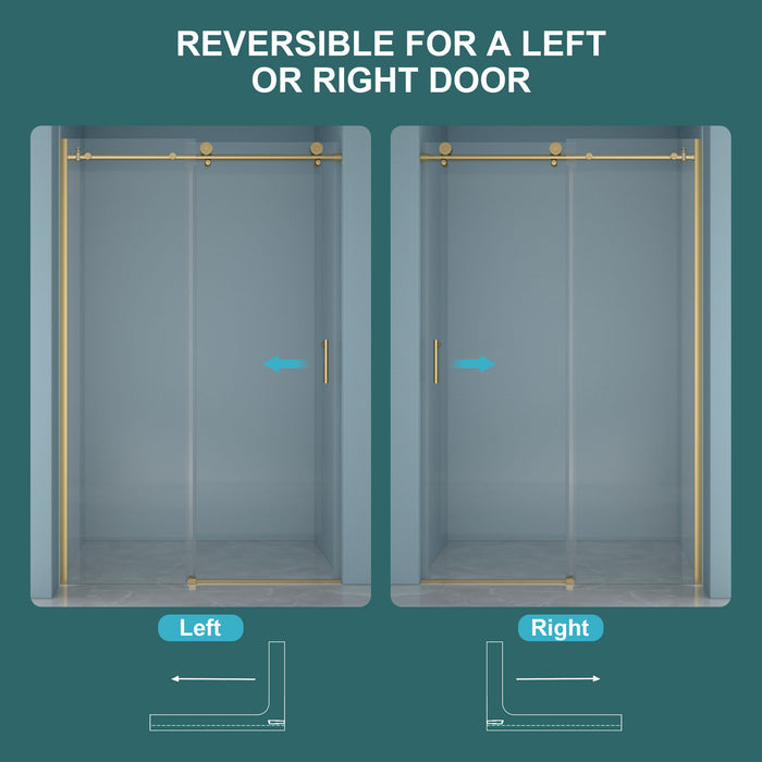 Single Sliding Bypass Shower Door Enclosure With Tempered Glass