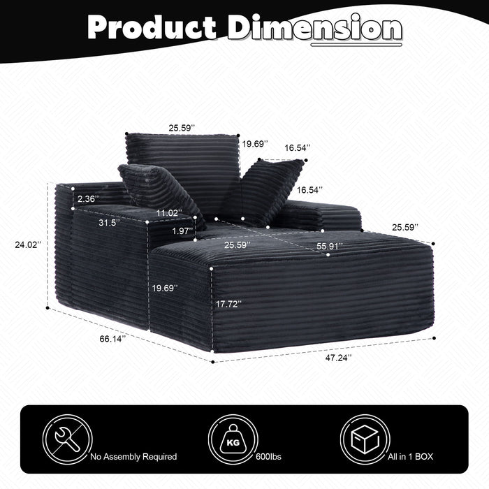 Oversized Chaise Lounge Chair Cozy Cloud Couch With 3 Throw Pillows And Wide Armrest